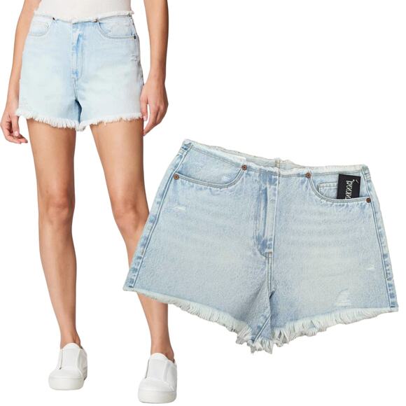 BLANK NYC Summer Breeze Barrow Raw Hem Waist Jean Shorts Light Denim 27 - Picture 1 of 3